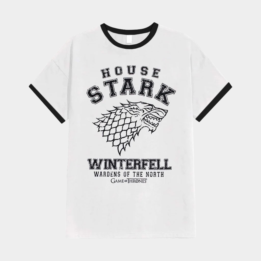 Game Of Thrones Merch House Stark White T-Shirt Game Of Thrones Shirt Gift Ideas For Husband