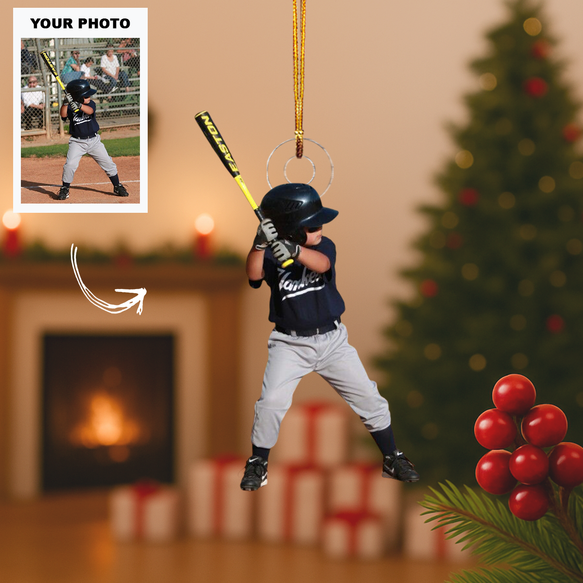 Game On Personalized Photo Mica Ornament Customized Your Photo Ornament Christmas Gift