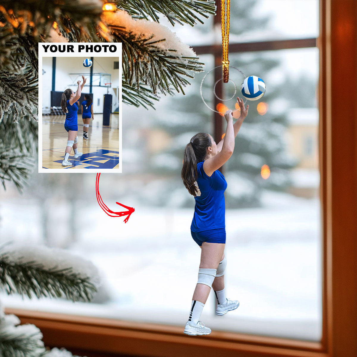 Game Serve Personalized Photo Mica Ornament Gift For Volleyball Lover Volleyball Playe