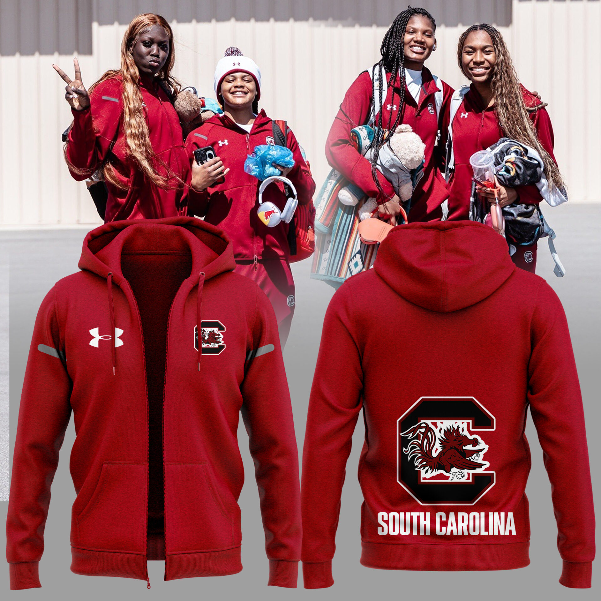 Gamecocks Women's Basketball Zip Hoodie Cool Gifts For Basketball Players