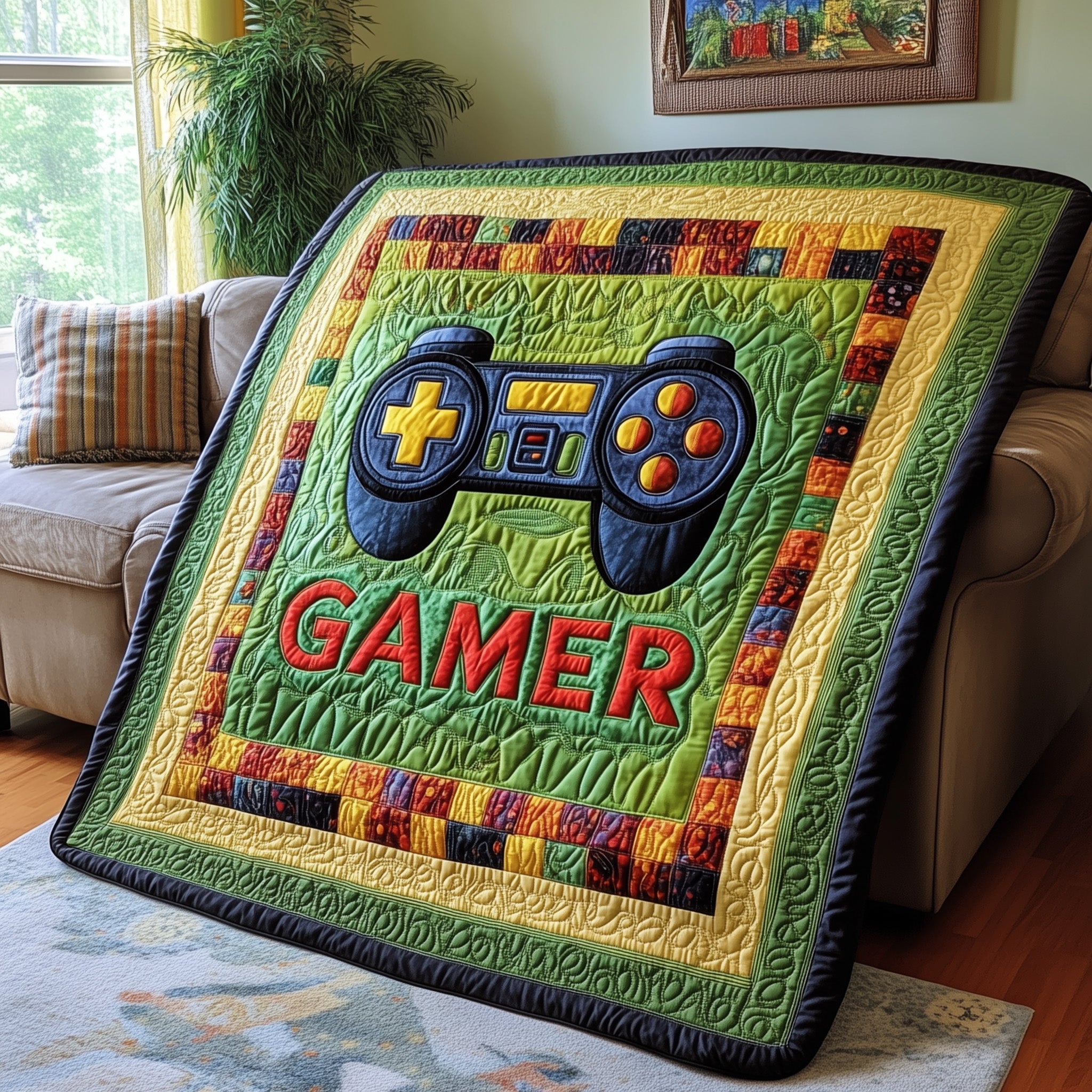 Gamer Quilted Blanket Couch Throw BlanketFamily Shirt Ideas For Christmas