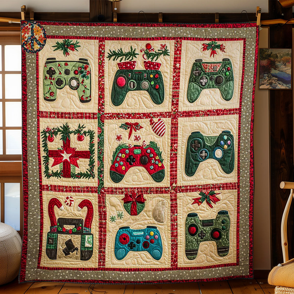Gamers Christmas Quilt Premium Quilt Blanket Gift for Family Gatherings