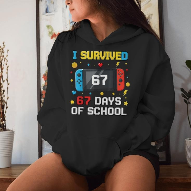Gaming I Survived 67 Days Of School Hoodie Funny Pixel Clothes Gifts For Gamer