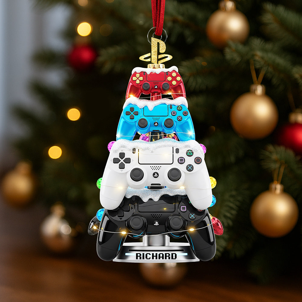 Gaming Tree Christmas Ornament - Personalized Gifts For Gamers - Cute Christmas Tree Gift Idea