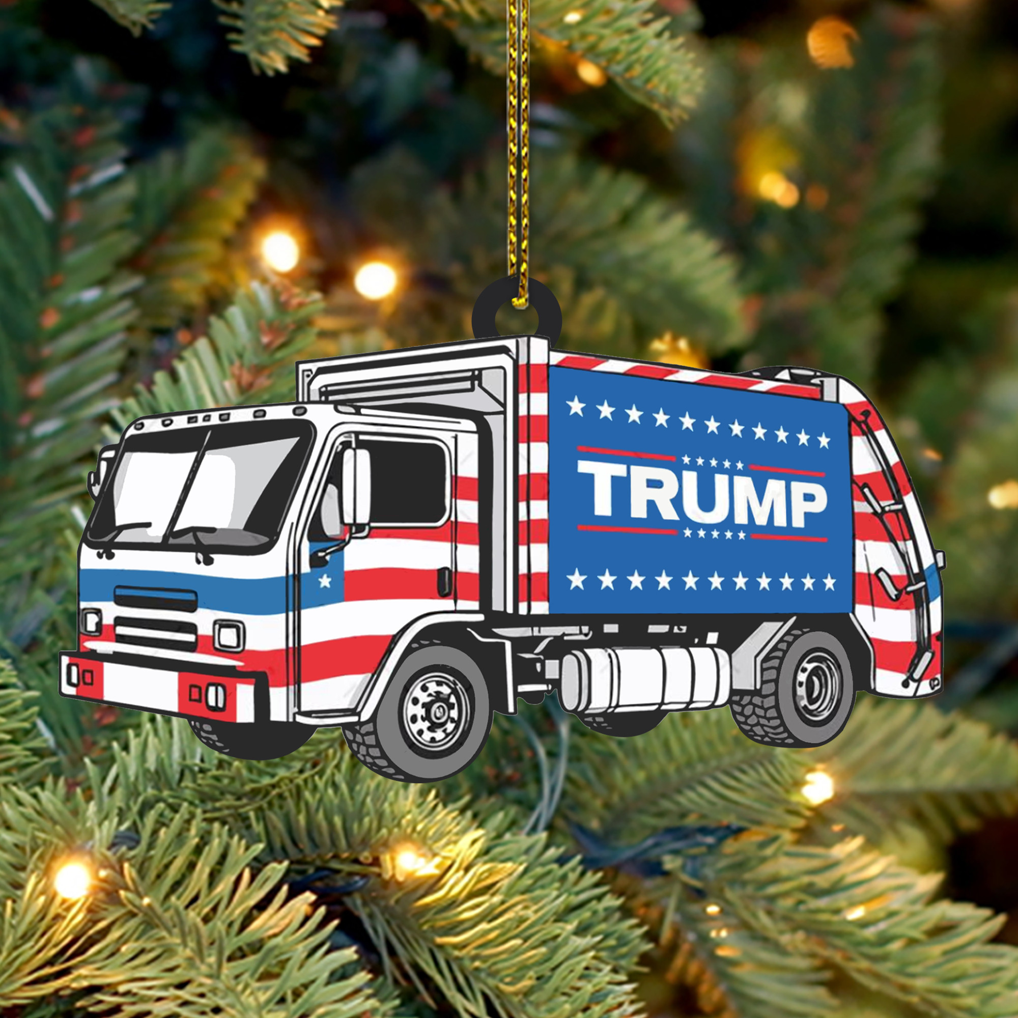 Garbage For Trump 2024 Ornament Shape Patriotic Maga 2024 Trump Ornaments For Christmas