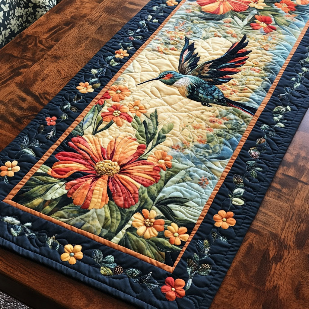 Garden Beauty Quilted Table Runner Dining Table Decor Ideas Beautiful Hummingbird Gifts