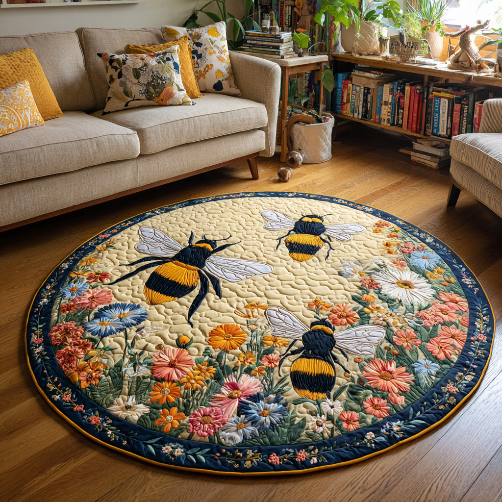 Garden Bees Quilted Round Mat Front Door Idea Great Christmas Gifts For Wife