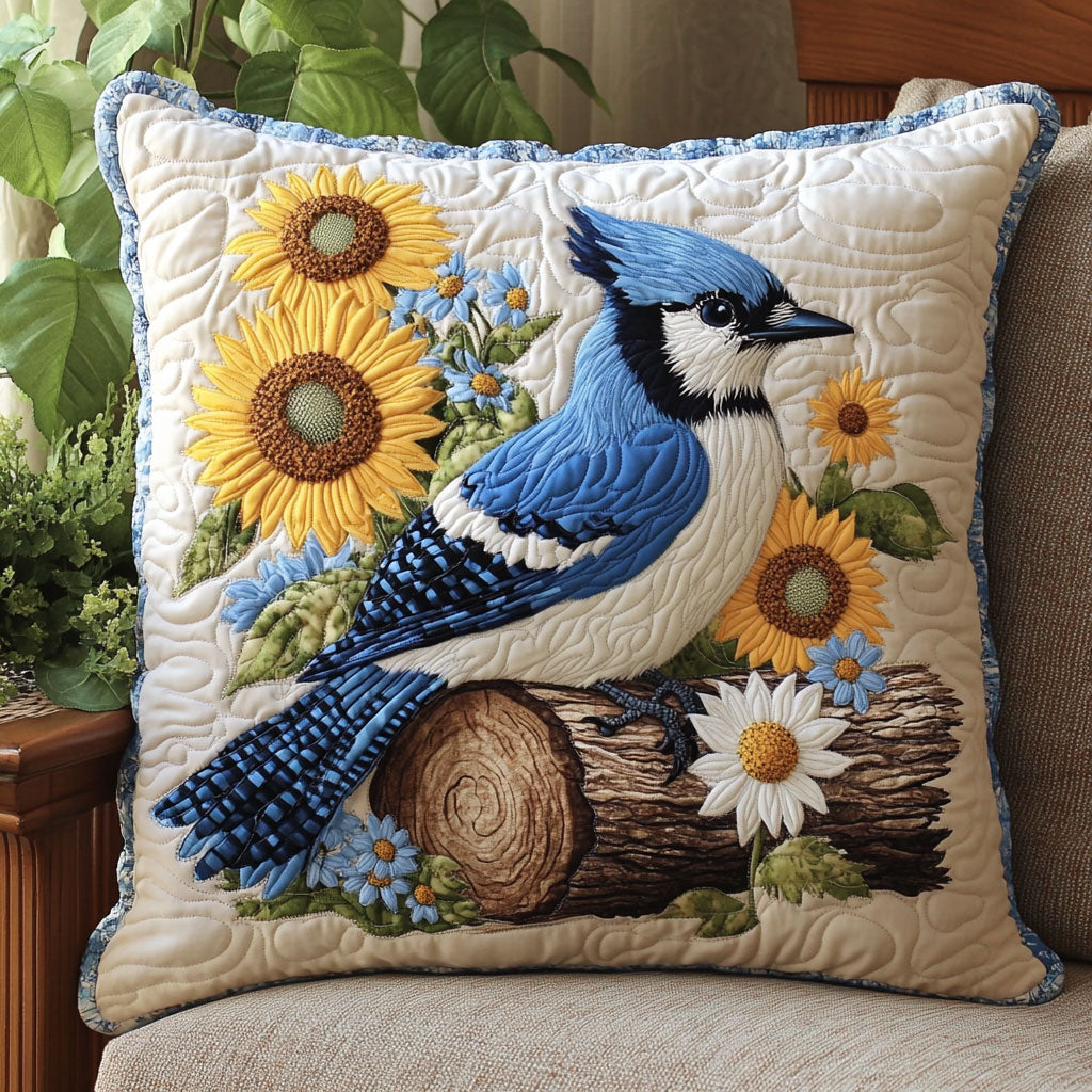 Garden Bird Quilt Pillow Case Cozy Pillow Cover Gift for a Peaceful Sleep