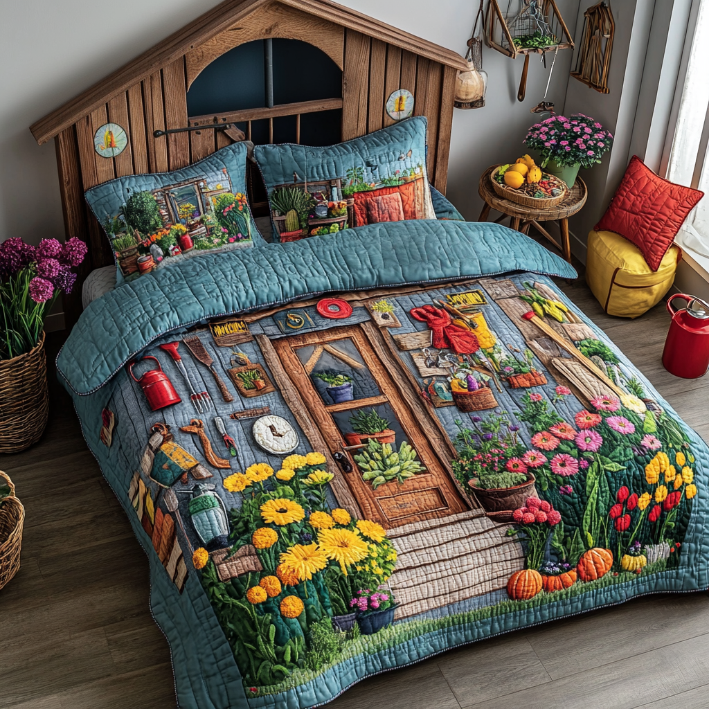 Garden Bliss Quilted Bedding Set Unique Bed Sheet Set Best Gifts For Flower Lovers