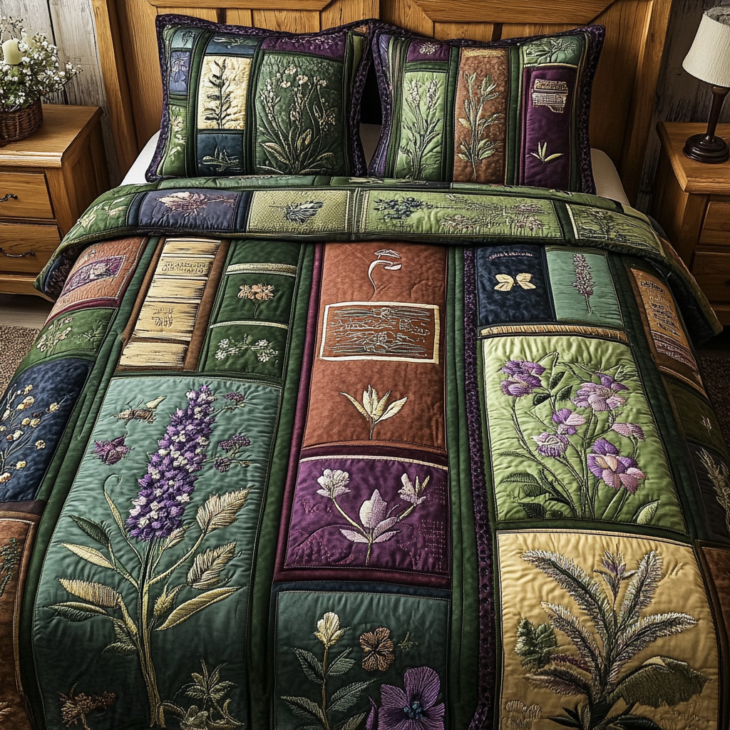 Garden Bookscape Quilted Bedding Set Bedspread Set Great Book Themed Gifts