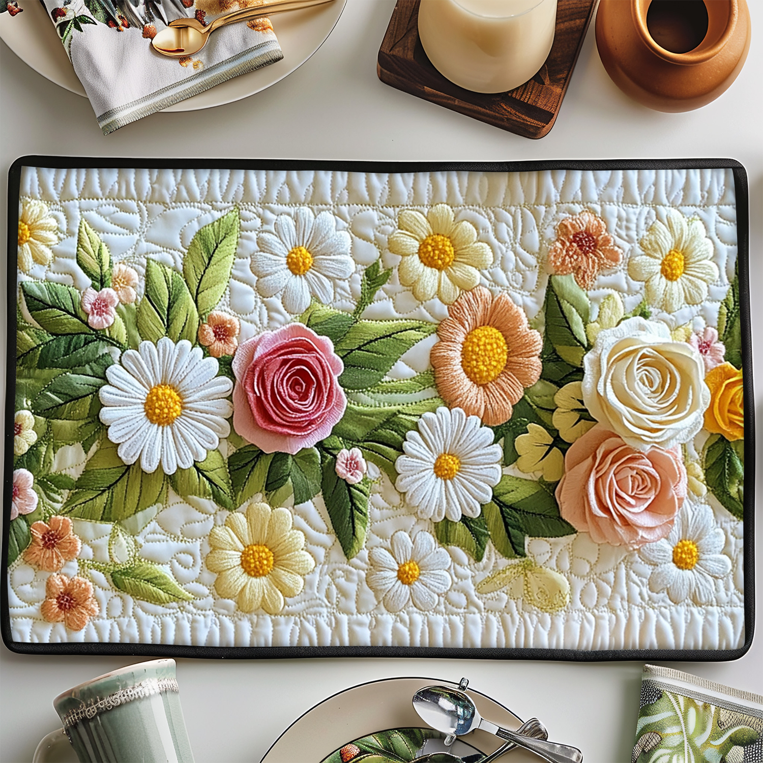 Garden Breeze Quilted Place Mat Dining Room Table Decorated For Christmas Lavender Gift Ideas For Her