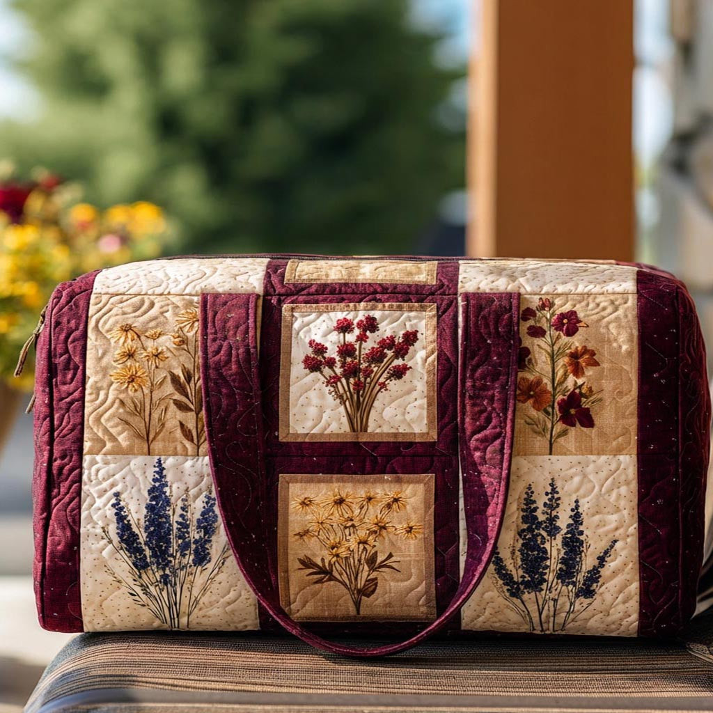 Garden Calm Quilted Duffle Bag Floral Nature Travel Bag Best Gift For Garden Lovers Camping Outdoor