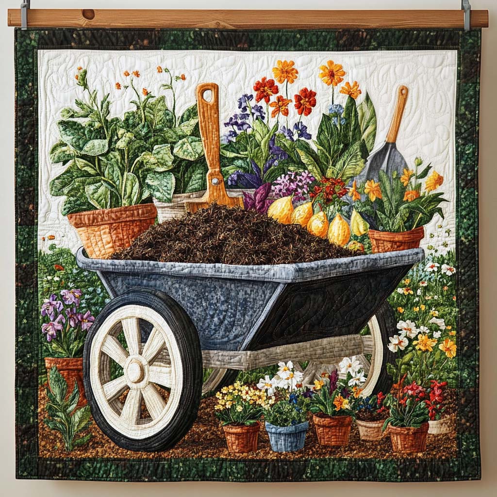 Garden Cart Quilted Blanket Gardening Gifts For Women