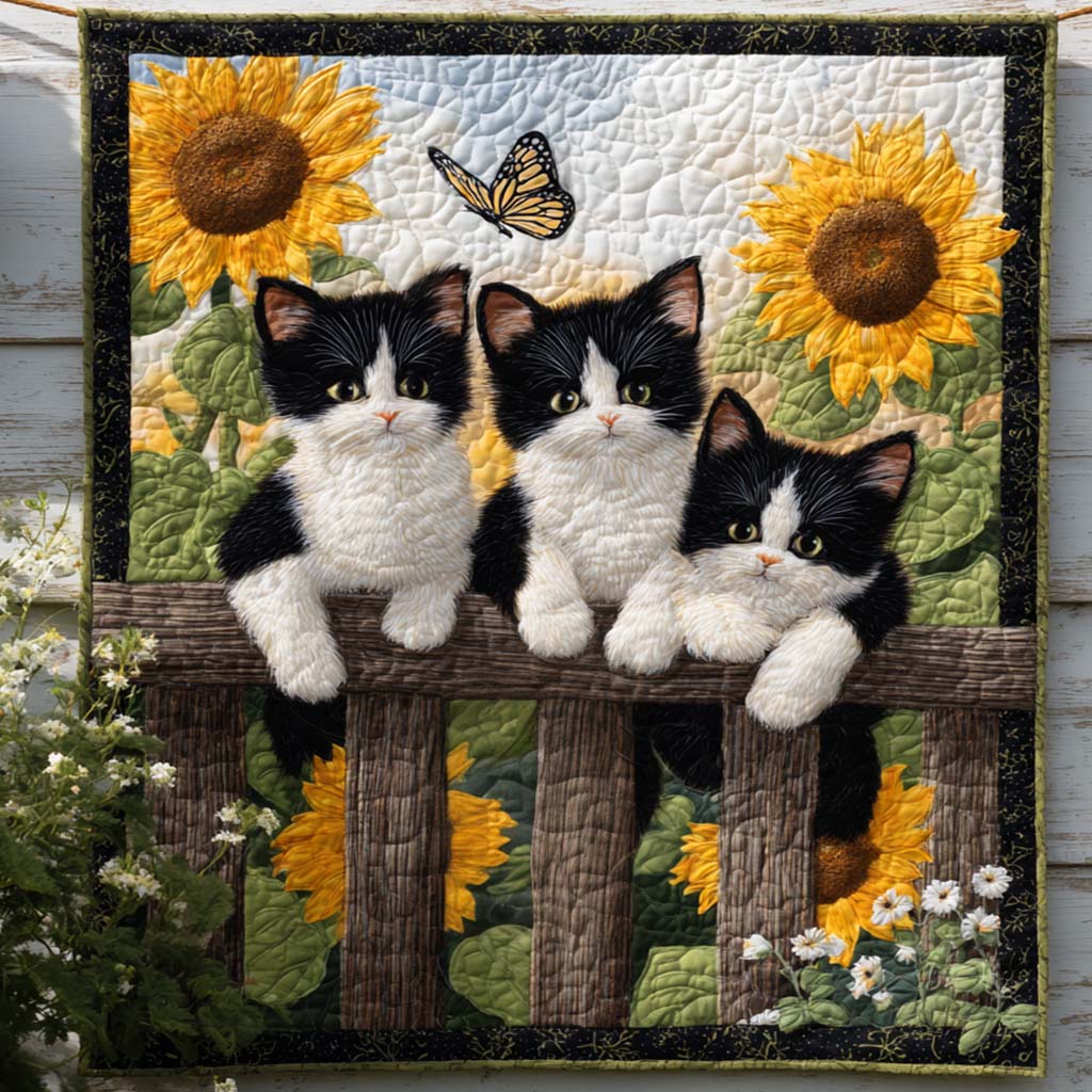 Garden Cat Quilted Blanket Best Throw Blanket Unique Gnome Gifts