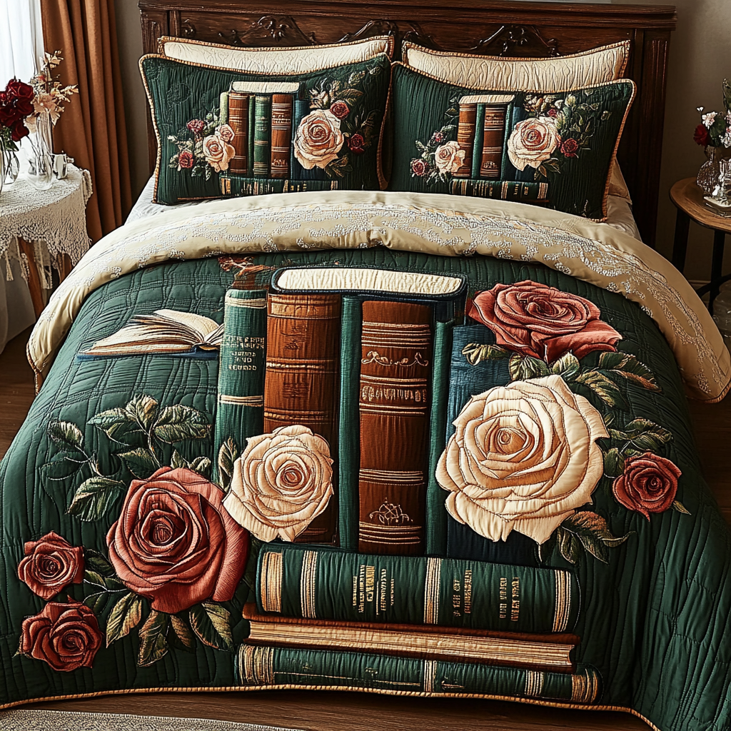 Garden Chapters Quilted Bedding Set Best Bed Sheet Set Awesome Gifts For Book Lovers