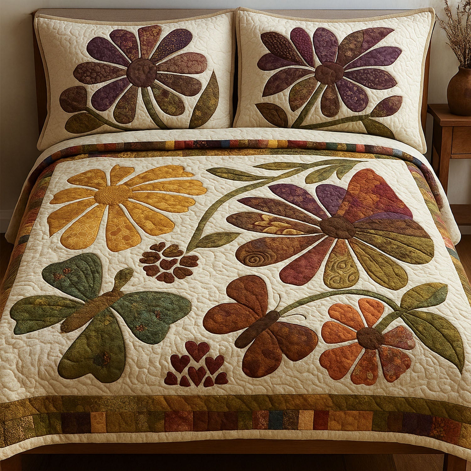 Garden Charm Quilted Bedding Set Best Bed Sheet Set Christmas Flower Gifts