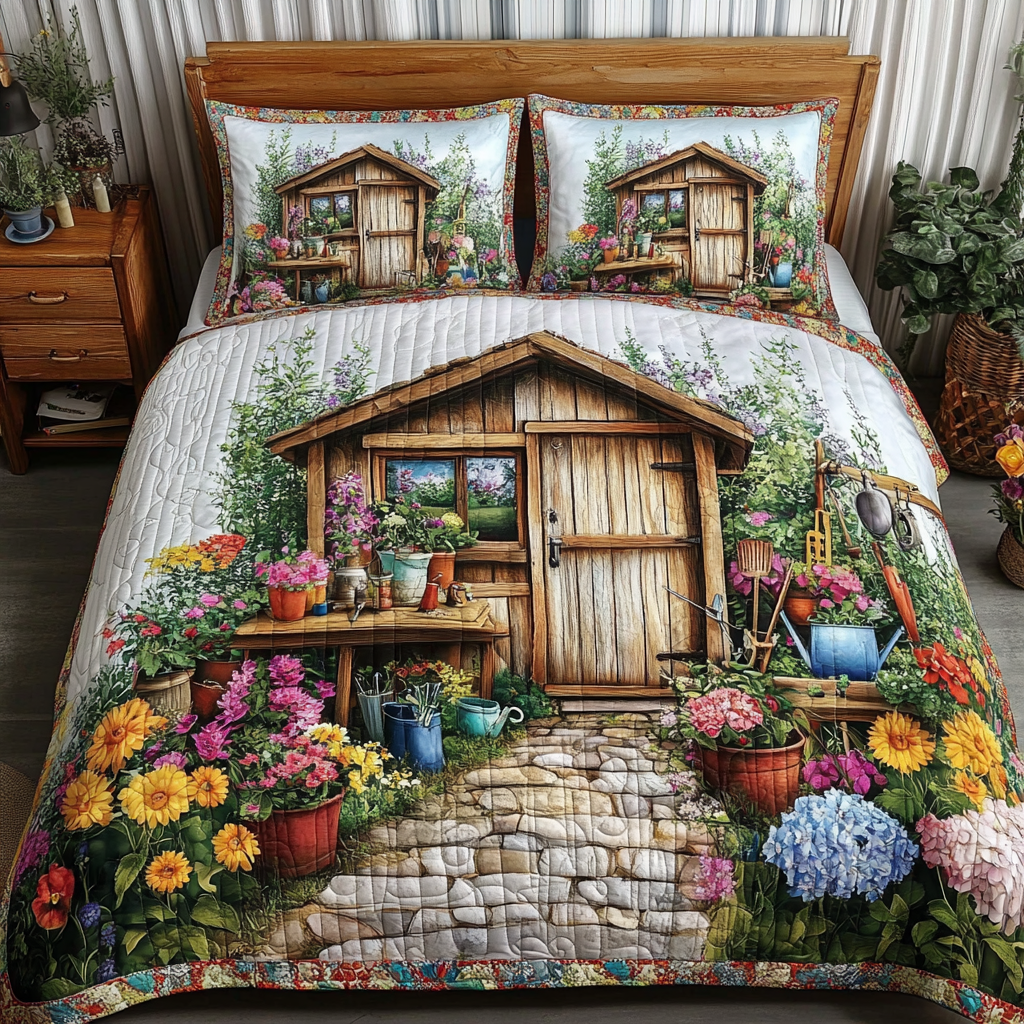 Garden Charm Quilted Bedding Set Holiday Duvet Cover Set Gifts For Flower Enthusiasts