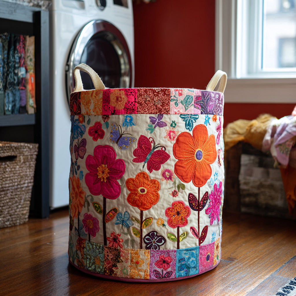 Garden Charm Quilted Laundry Basket Easter Merch Gift