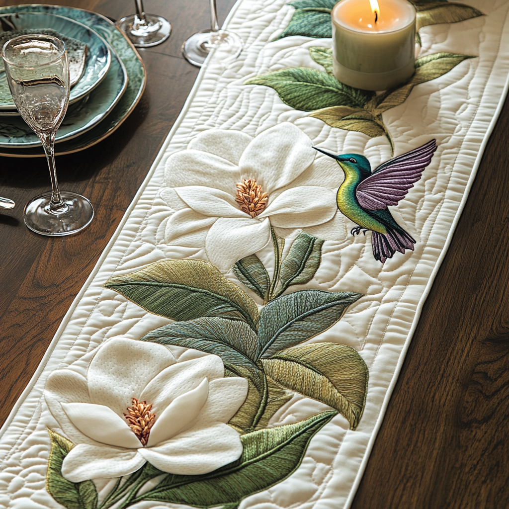 Garden Dance Quilted Table Runner Dining Table Ideas Great Hummingbird Themed Gifts