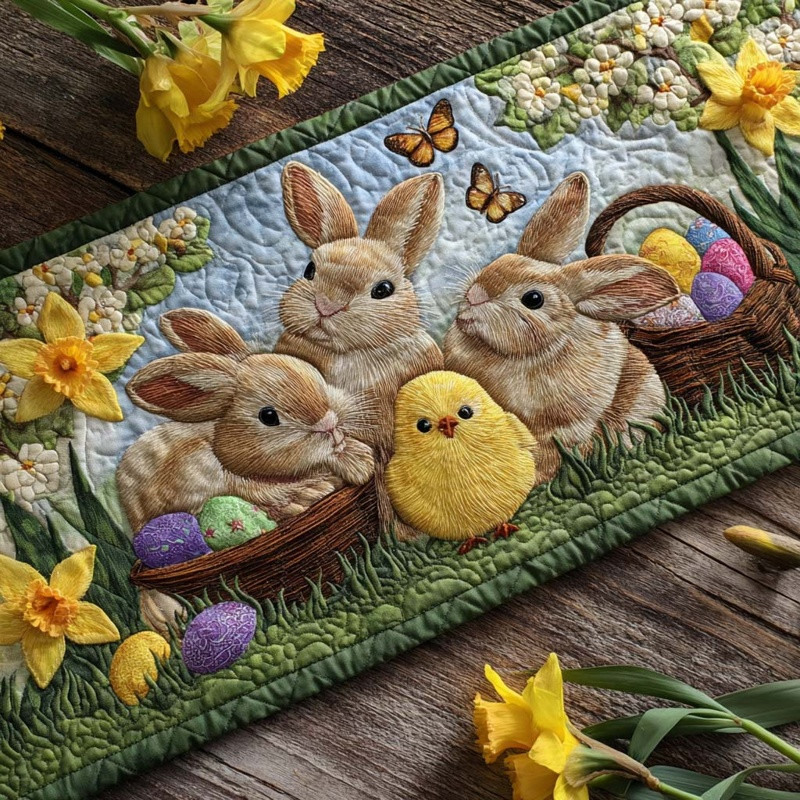 Garden Delight Quilted Table Runner Floral Spring Table Decor Gift For Gardeners