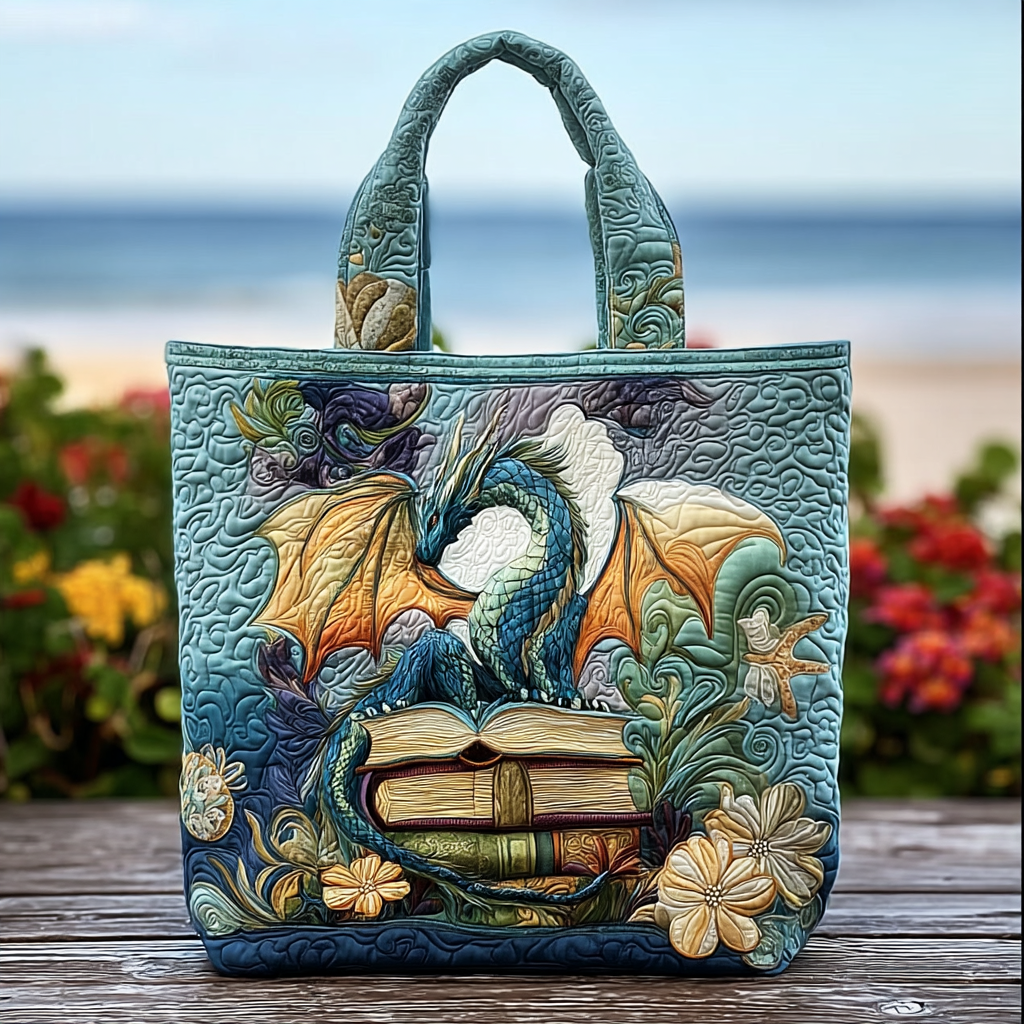 Garden Dragon Quilted Tote Bag Dragonfly Gifts For Her