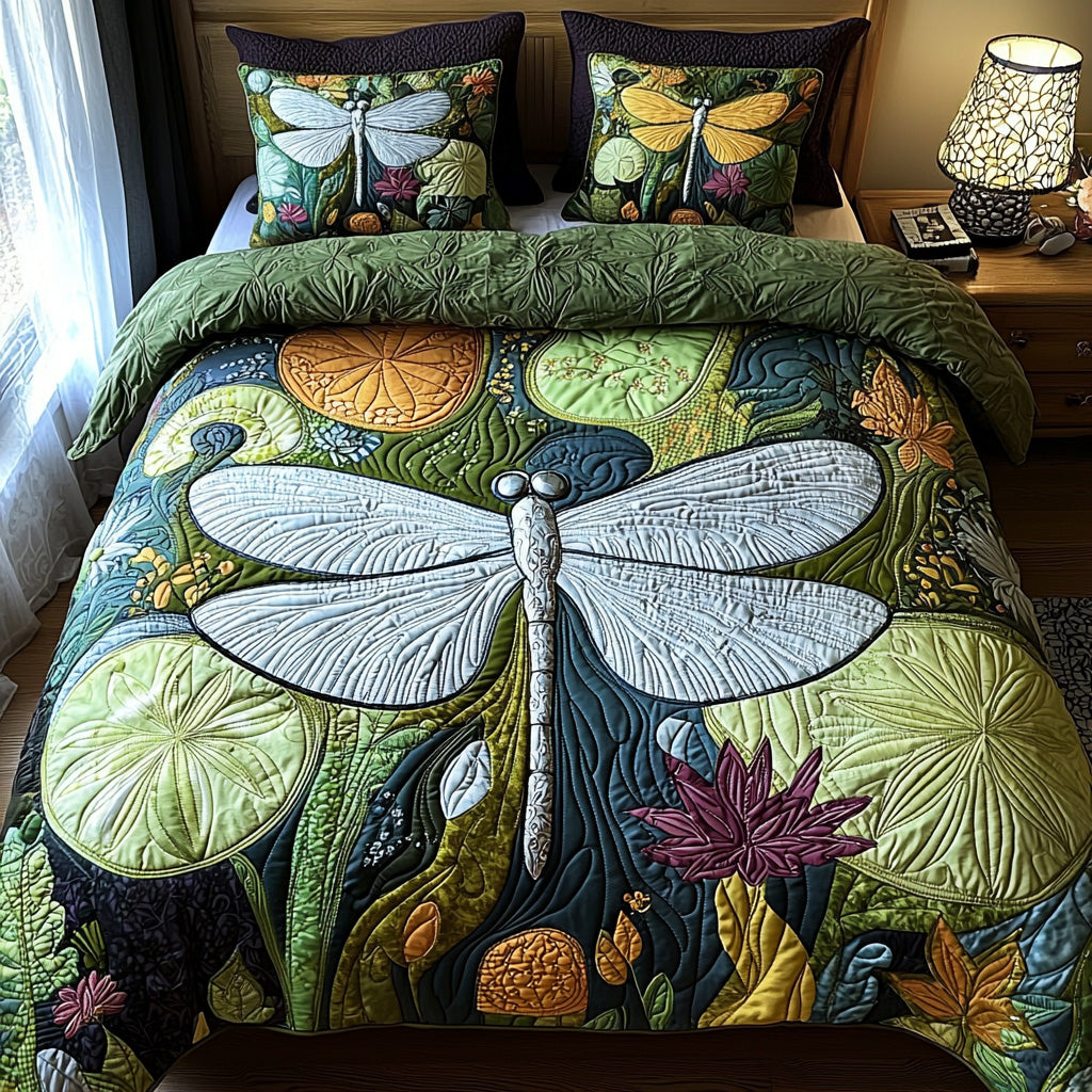 Garden Dragonfly Quilted Bedding Set Bed Room Decoration Birthday Presents For Dragonfly Lovers