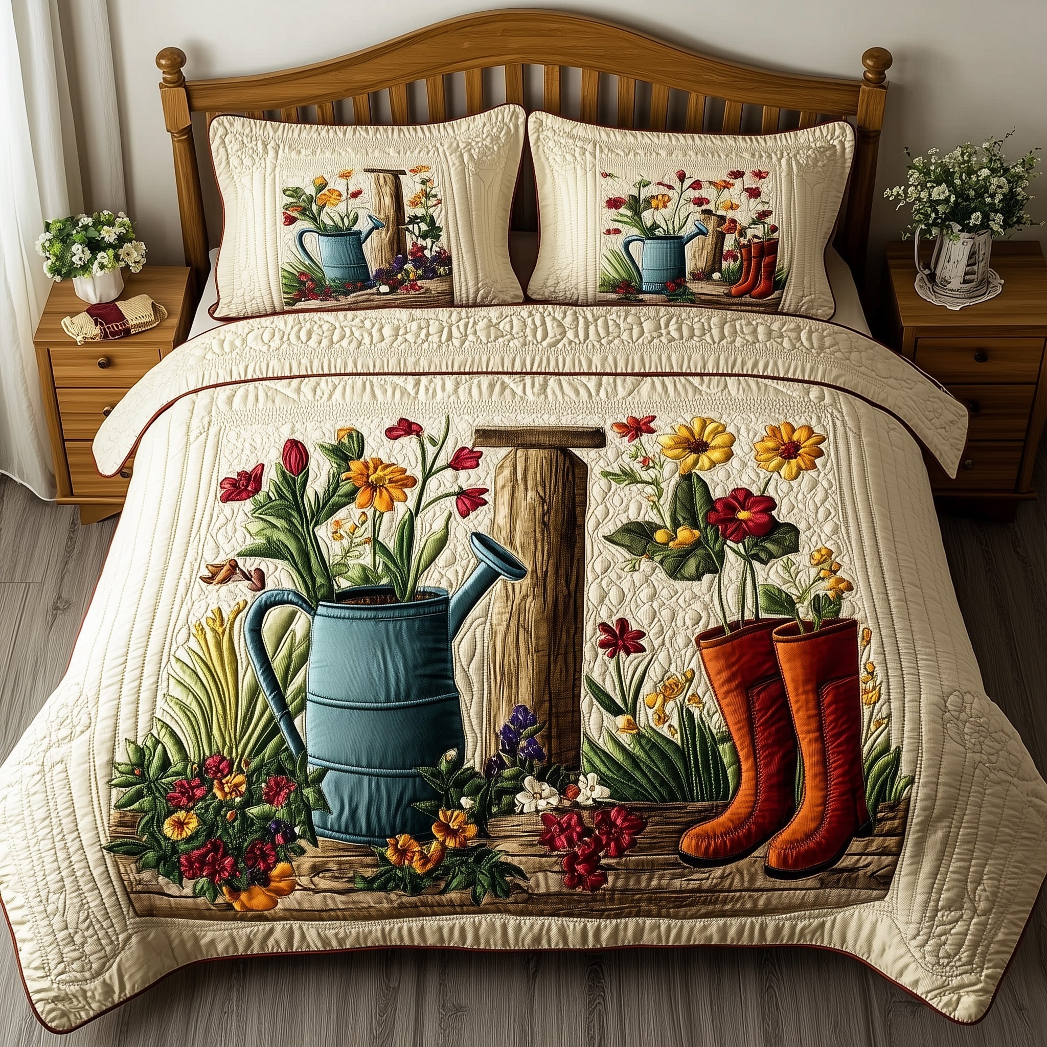 Garden Dreamer Quilted Bedding Set Duvet Cover Bed Sheet Gardening Gifts For Men