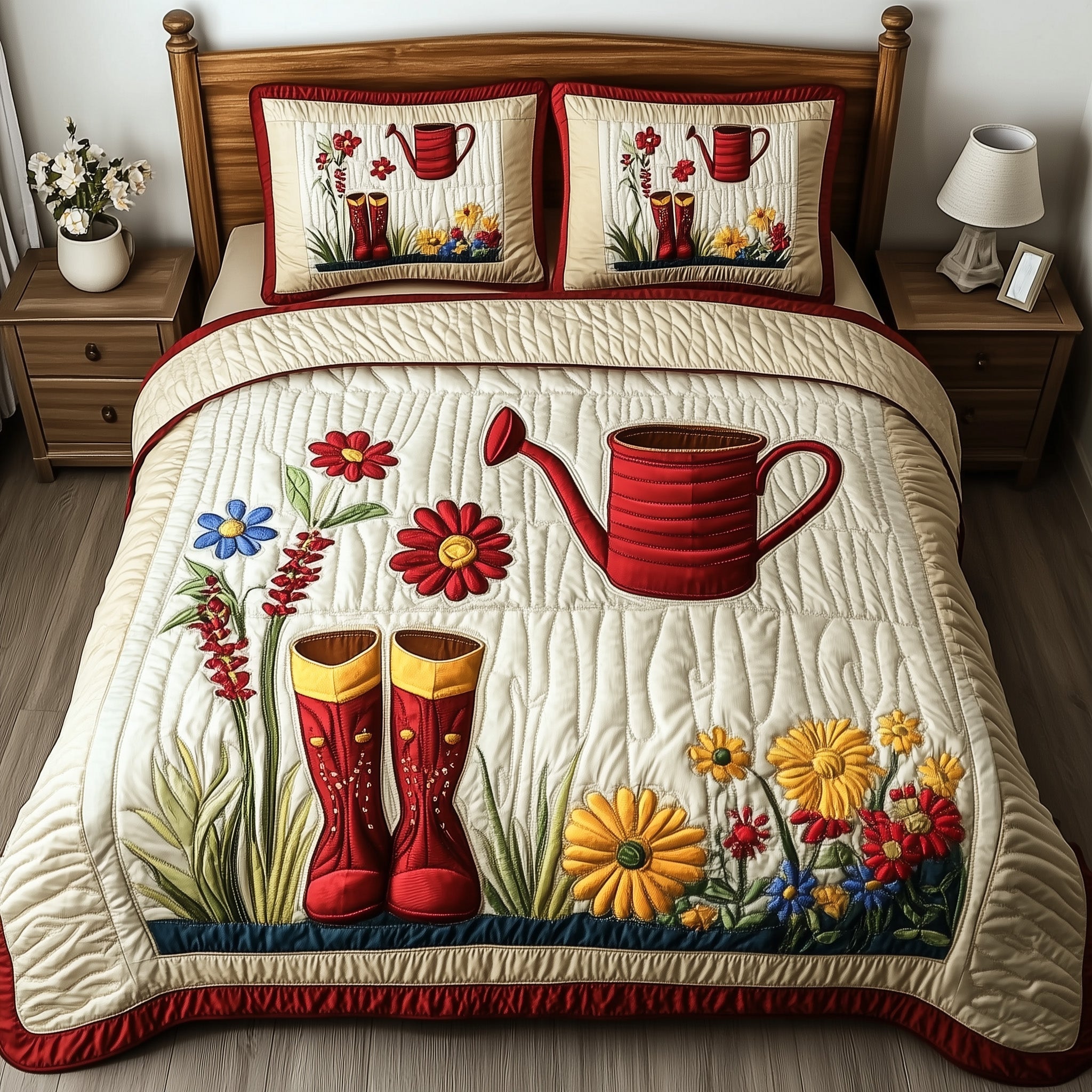 Garden Dreamer Quilted Bedding Set Duvet Cover Bed Sheet Gardening Gifts For Women