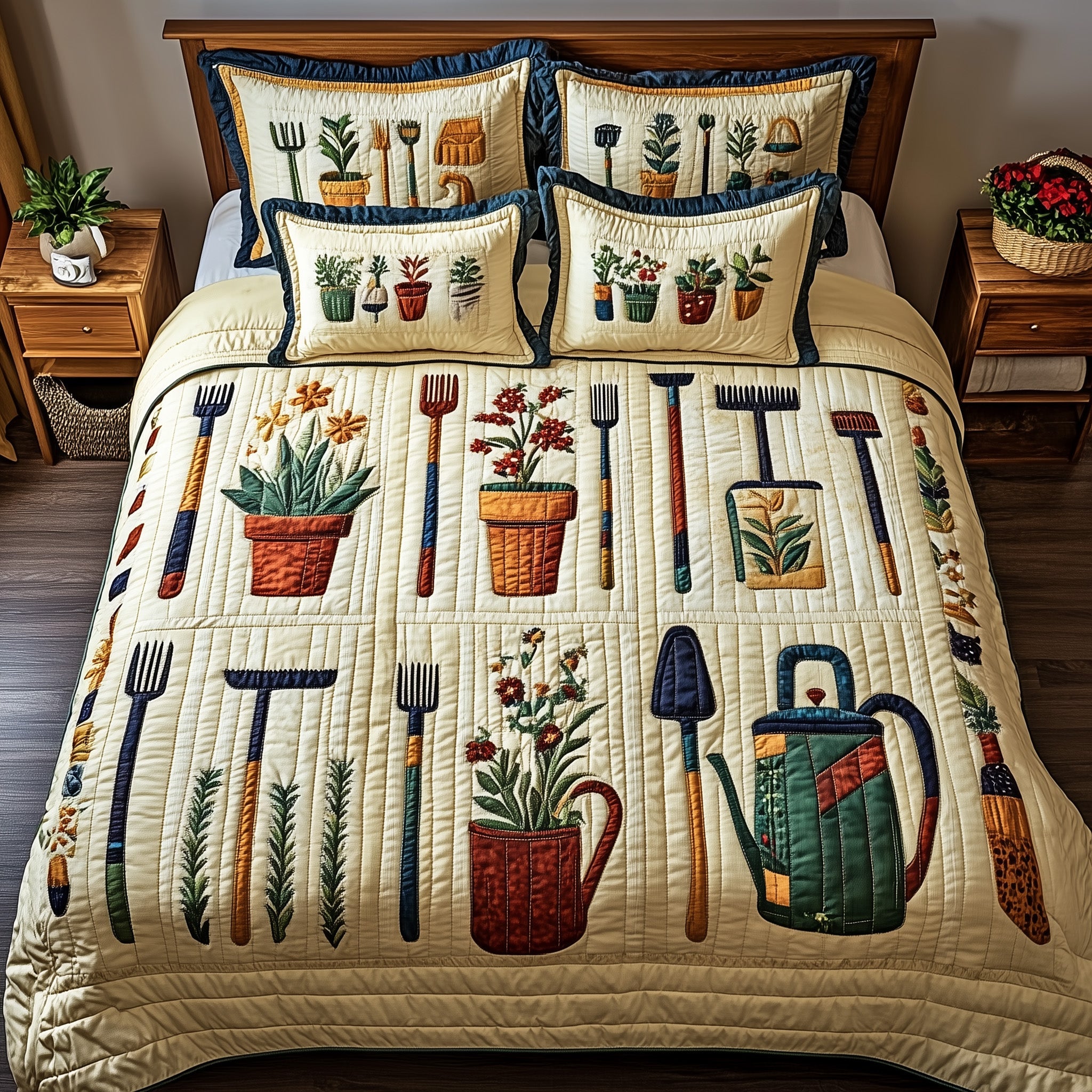 Garden Dreamer Quilted Bedding Set Duvet Cover Bed Sheet Gifts For Garden Lovers