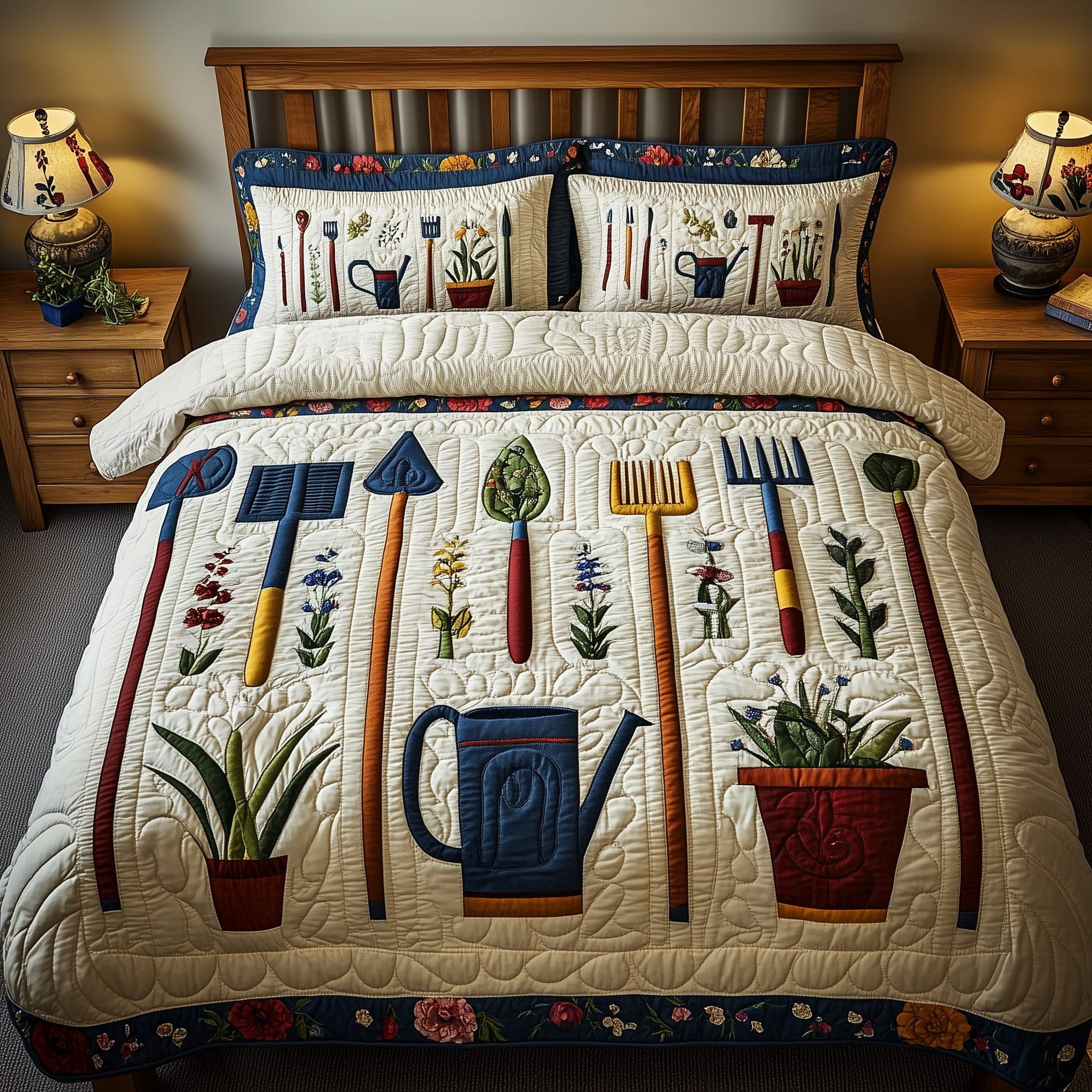 Garden Dreamer Quilted Bedding Set Duvet Cover Bed Sheet Gifts For Gardeners Who Have Everything