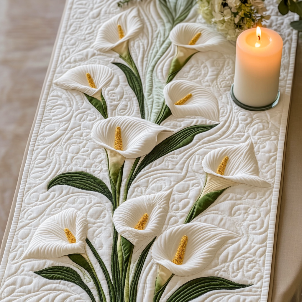 Garden Elegance Quilted Table Runner Dining Table Decor Ideas Flower Lily Birthday Gifts