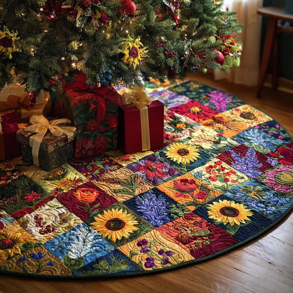 Garden Escape Christmas Quilted Tree Skirt Winter Home Decor Flower Christmas Gifts