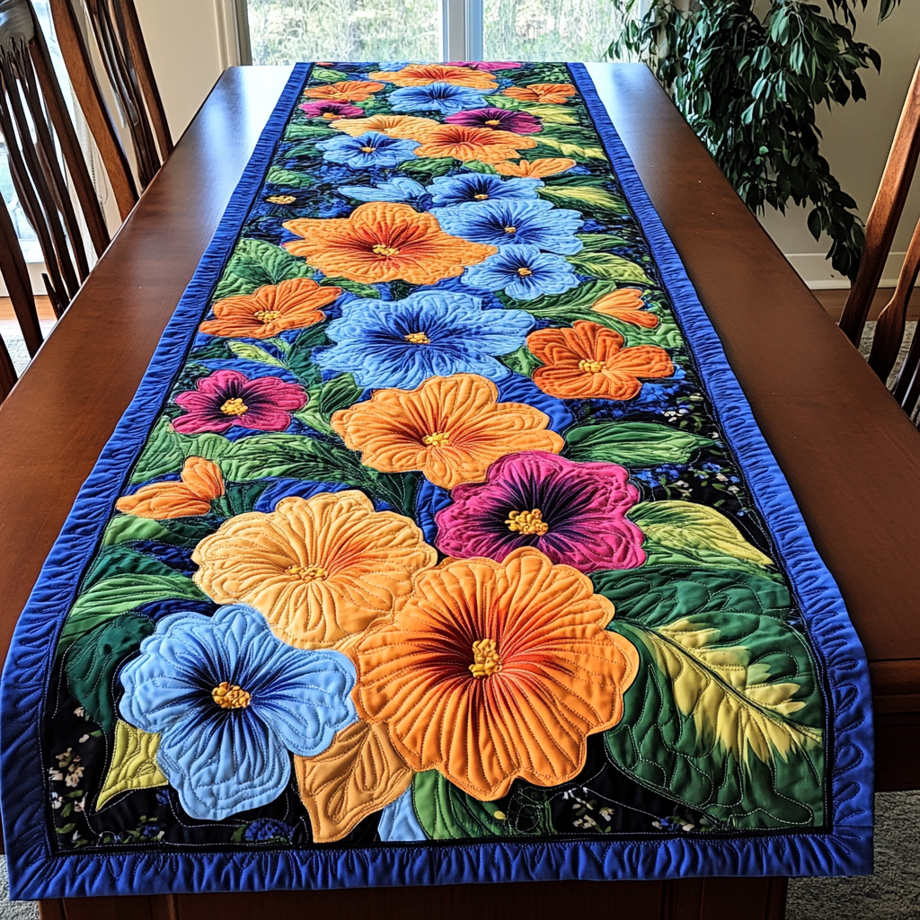 Garden Escape Quilted Table Runner Dinner Table Decor Ideas Gifts For Flower Enthusiasts