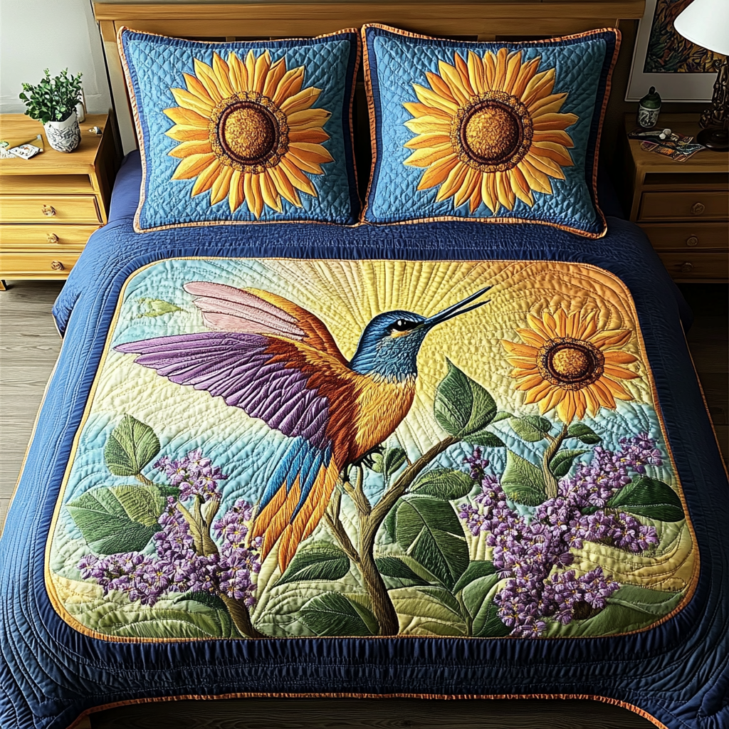 Garden Flight Quilted Bedding Set Bed Decor Ideas Hummingbird Gifts For Her