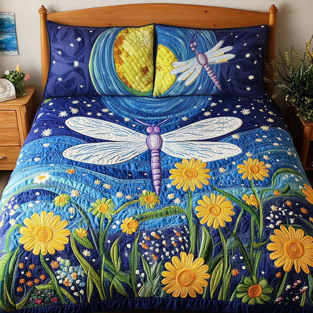 Garden Flight Quilted Bedding Set Bed Decorations Unusual Dragonfly Gifts