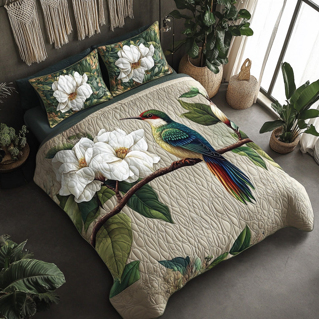Garden Flit Quilted Bedding Set Bedspread Set Beautiful Hummingbird Gifts