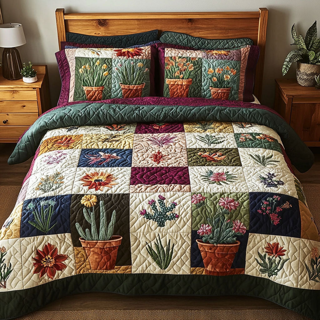 Garden Glow Quilted Bedding Set Bedroom Decor Ideas Unique Cactus Gifts