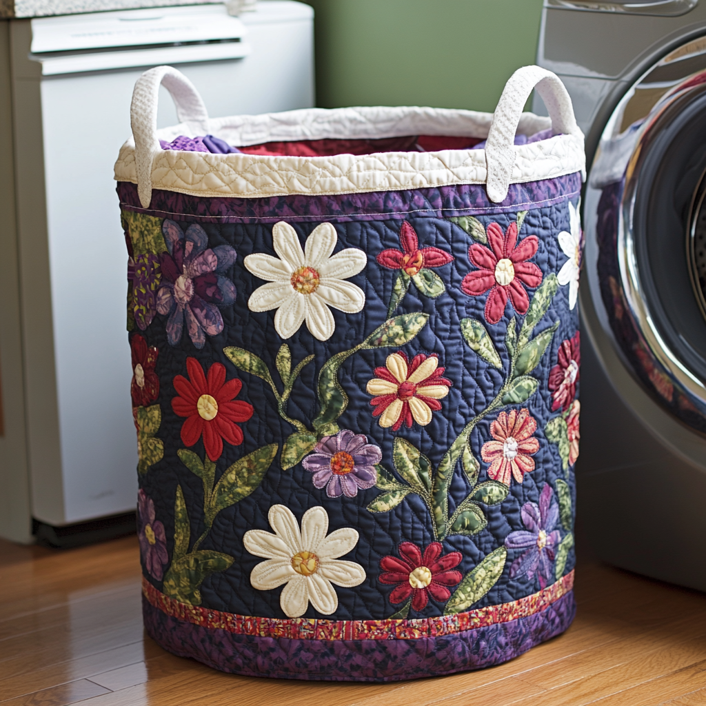 Garden Glow Quilted Laundry Basket Valentine's Day Merch Gift