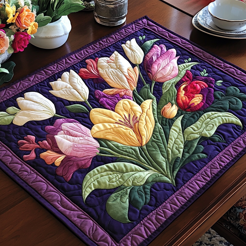 Garden Glow Quilted Place Mat Modern Holiday Decor Sunflower Throw Blanket