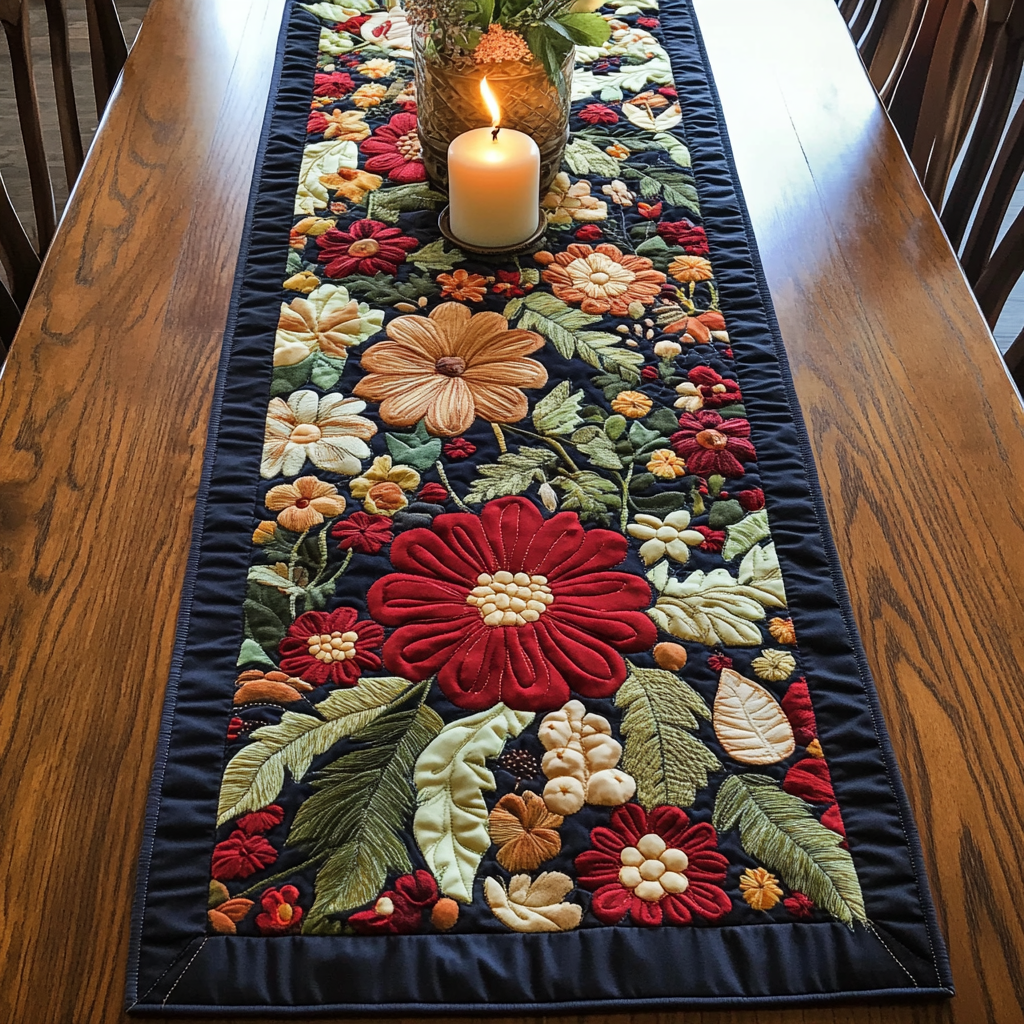 Garden Glow Quilted Table Runner Flower Table Cover Best Friend Gift Ideas