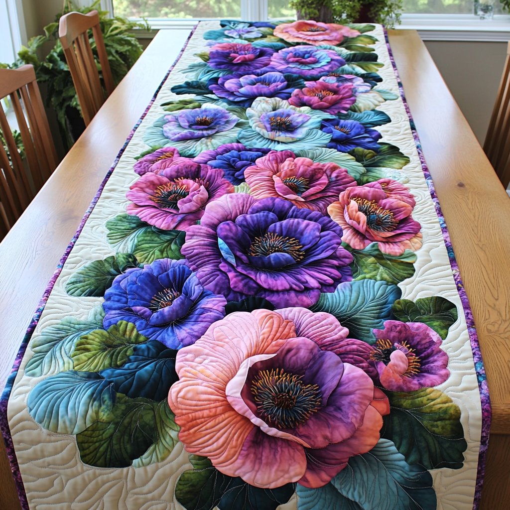 Garden Harmony Quilted Table Runner Dining Room Decor Christmas Flower Gifts