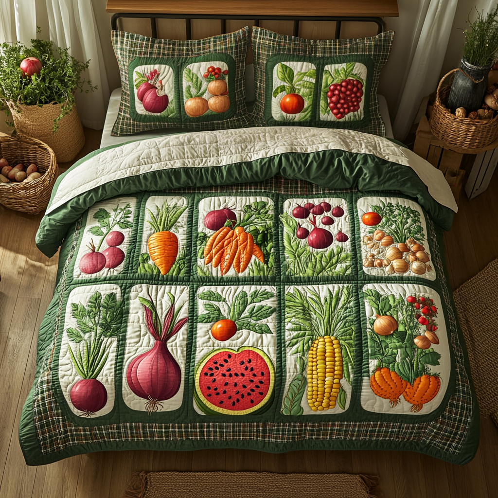 Garden Harvest Quilted Bedding Set Farmhouse Decor Ideas Best Holiday Gifts 2025