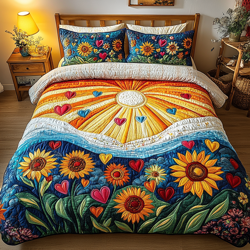 Garden Hills Quilted Bedding Set Beautiful Bedding Merch Gift for a Peaceful Sleep