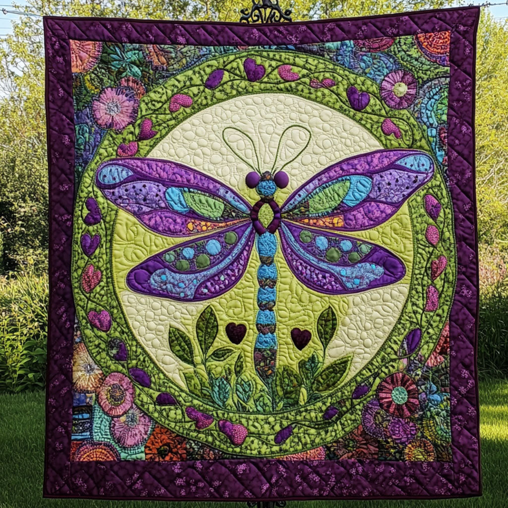Garden Jewel Quilted Blanket Xmas Holiday Gifts For Dragonfly Lovers
