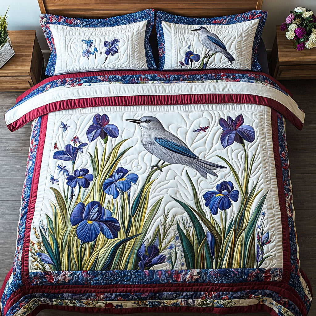 Garden Melody Quilted Bedding Set Best Bed Sheet Set Bird Lover Gifts For Him