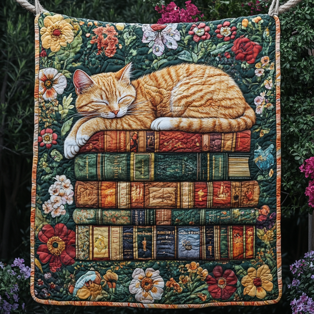 Garden of Dreams Quilted Blanket Novelty Gifts For Cat Lovers