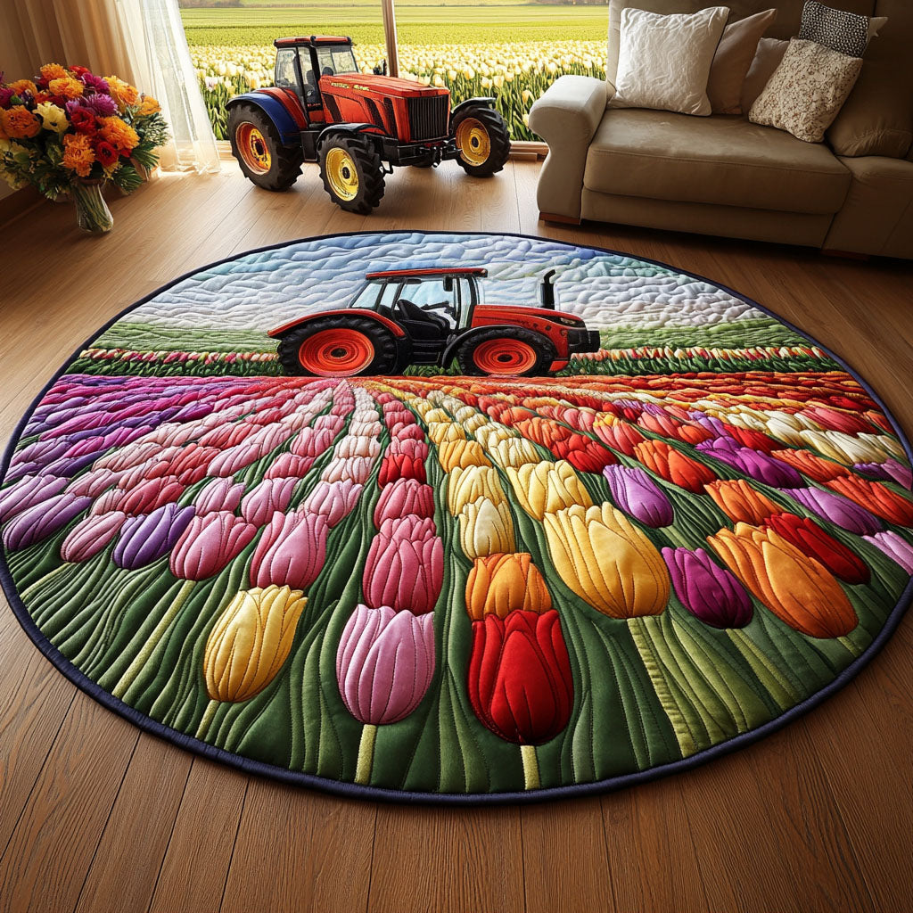 Garden of Hues Quilted Round Mat Door Entrance Decor Birthday Gifts For Farmers