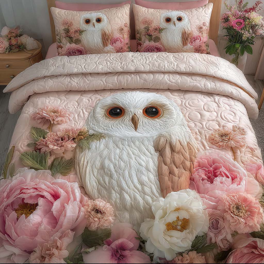 Garden Of Serenity Quilted Bedding Set Queen Size Comforter Floral Themed Gift For Mom