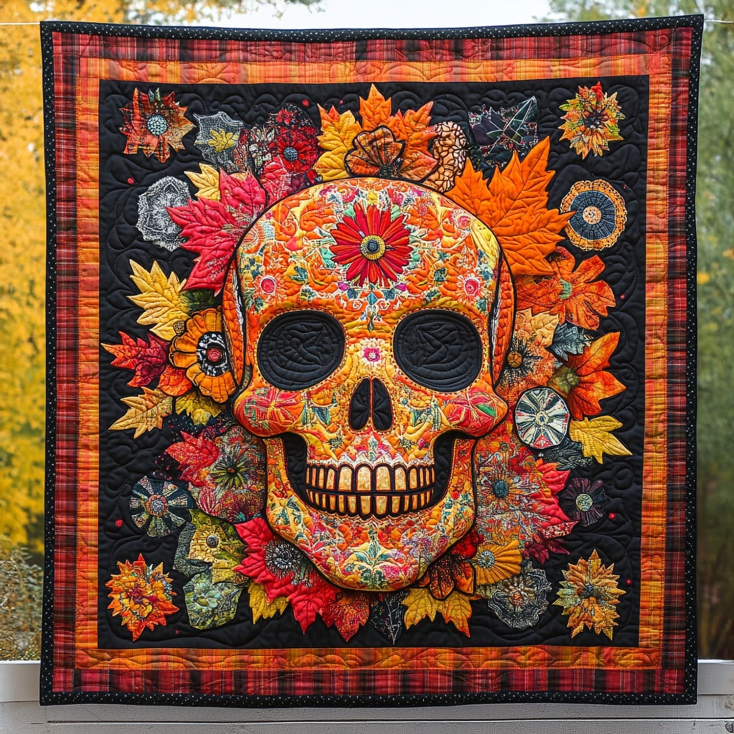 Garden of Skulls Quilted Blanket Christmas Bedroom Decor Skull Birthday Gifts