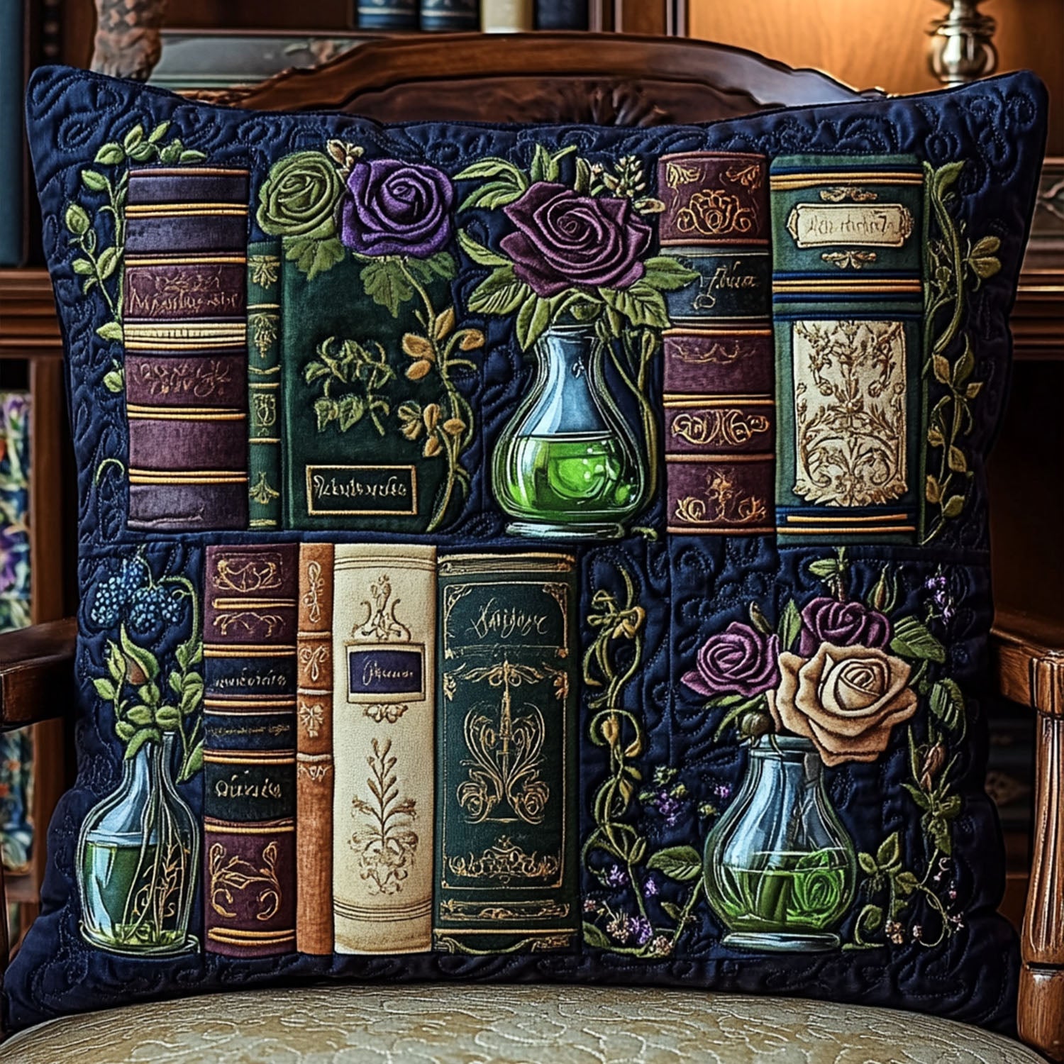 Garden of Stories Quilted Pillow Case Decorative Pillow Covers Best Gifts For Readers